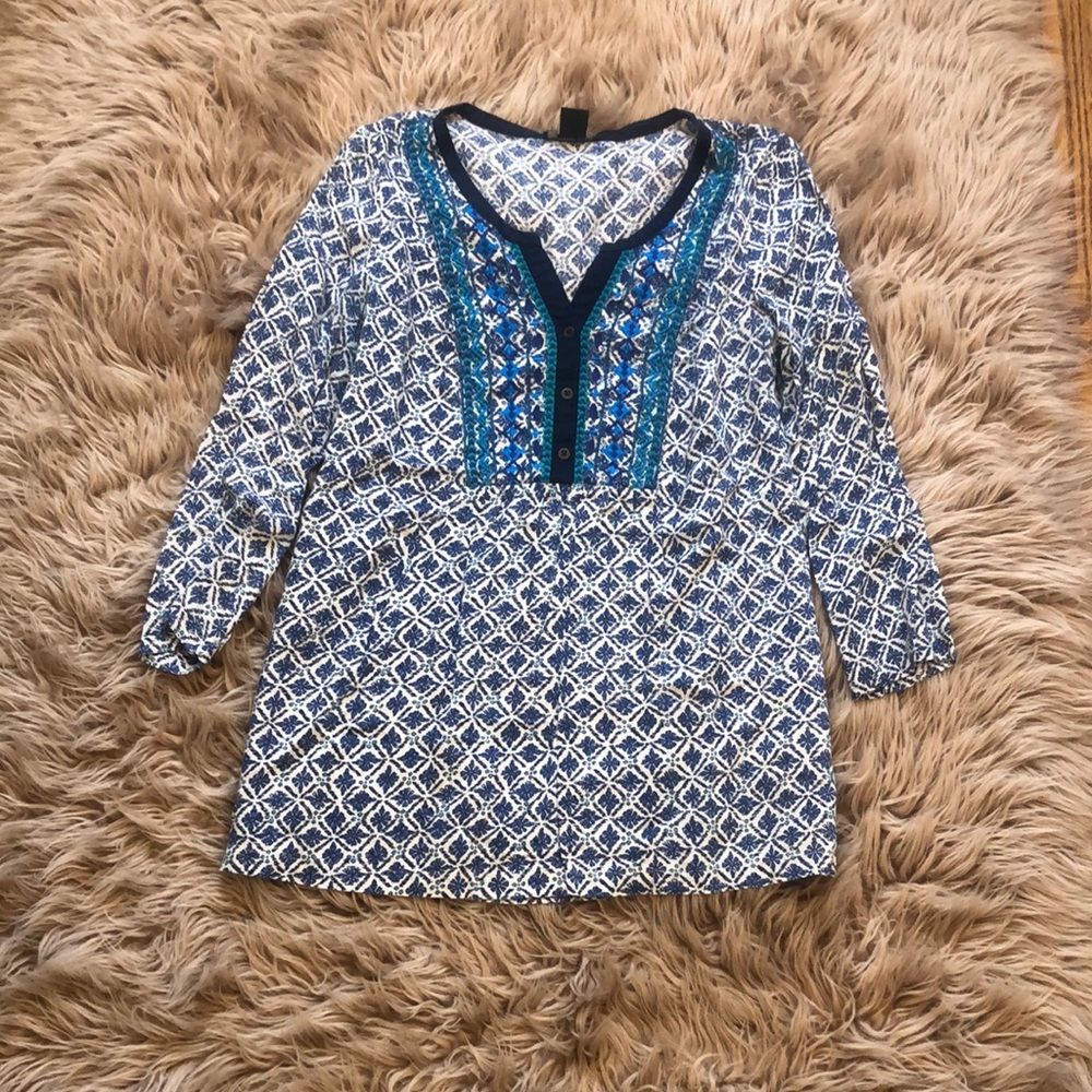 Lucky Brand Floral Blue and White Top